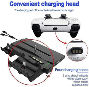 iPlay Vertical Stand Magnetic Suction Charging Station Dock with Dual Controller Charger Ports for PS5 and DualSense