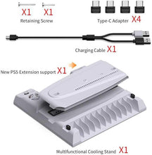 Vertical Stand for PS5 /PS5 Slim with Cooling Fan Cooling Stand Controller Charging Station for PS5/ PS5 Slim Digital Edition/Ultra HD Console with Game Disc Rack Storage TP5-3537B