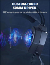 Onkuma X20 Wired Professional Gaming Headset, Noise-Cancelling Mic, 7.1 Surround Sound, RGB Lighting, 50mm Drivers, 3.5mm, Comfortable Over-Ear for PC & Laptop (Black)