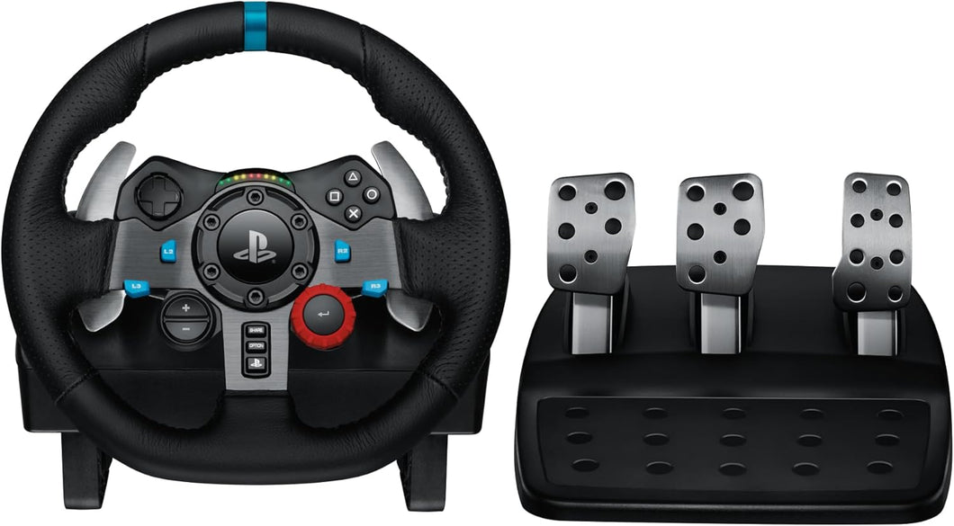 Logitech G29 Driving Force Racing Wheel and Floor Pedals, Real Force, Stainless Steel Paddle Shifters, Leather Steering Wheel Cover, Adjustable Floor Pedals, PS5PS4PS3PCMac – Black