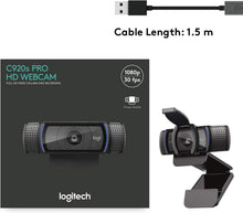 Logitech C920S HD Pro Webcam, Full HD 1080p/30fps Video Calling, Clear Stereo Audio, Light Correction, Privacy Shutter, Works with Skype, Zoom, FaceTime, Hangouts, PC/Mac/Laptop/Tablet/Xbox