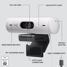 Logitech Brio 500 Full HD Webcam with Auto Light Correction, show Mode, Dual Noise Reduction Mics, Webcam Privacy Cover, Works with Microsoft Teams, Google Meet, Zoom, USB-C Cable, Streaming - White