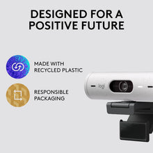 Logitech Brio 500 Full HD Webcam with Auto Light Correction, show Mode, Dual Noise Reduction Mics, Webcam Privacy Cover, Works with Microsoft Teams, Google Meet, Zoom, USB-C Cable, Streaming - White