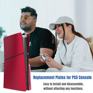 Slim Disc Edition Cover Plates for New PS5 Slim Console, Shell Panels Compatible with New PlayStation 5 Slim Accessories Protective Replacement Faceplate (Volcanic Red)