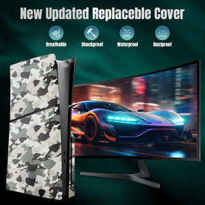 Cover Plates Faceplate for PS5 Slim Console, Replacement Side Shell Panels Face Plate ABS Anti-Scratch Dustproof Accessories for PS5 Slim Disc Edition (Camouflage)