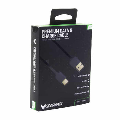 SparkFox Premium Braided Data and Charge Cable Type-A to Type-C For Xbox Sereis X and S